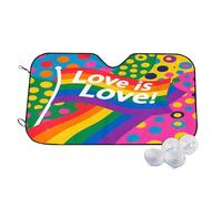 Love is Love Rainbow LGBT Wind Sun Shade for Car Sun Visor Foldable Vehicle Sunshade 27.5×51.2 Inch