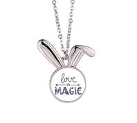 Love Is Magic Cute Quote Style Rabbit Necklace Pendant Bunny Animal Jewelry Gift