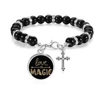 Love is Magic Quote Style Beaded Bracelet Boho Jewelry for Men Women