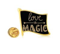 love is magic quote style Golden Metal Flag Lapel Pin Badge