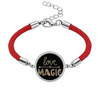 Love is Magic Quote Style Lucky Red String Bracelet Rope Bracelet Handmade