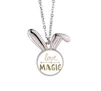 love is magic quote style Rabbit Necklace Pendant Bunny Animal Jewelry Gift