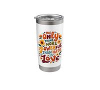 Love is More Powerful Retro Floral Design Stainless Steel Insulated Tumbler