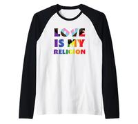 Love is My Religion LGBTQI Rainbow Flag Gay Pride Ally Raglan Baseball Tee