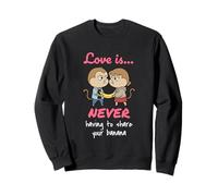 Love Is Never Sharing Funny Monkey Couple Fighting Banana Sweatshirt