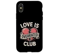 Love Is Overrated Club Retro Broken Heart Anti Valentine Case for iPhone X/XS