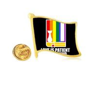 Love Is Patient Love Is Kind Golden Metal Flag Lapel Pin Badge