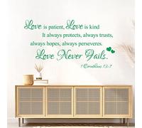 Love is Patient, Love is Kind... Lové Never Fails - Corinthians, Bible Wall Quote, Wall Art Sticker [Medium] [Cactus]