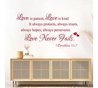 Love is Patient, Love is Kind... Lové Never Fails - Corinthians, Bible Wall Quote, Wall Art Sticker [Medium] [Cherry]