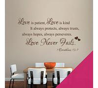 Love is Patient, Love is Kind... Lové Never Fails - Corinthians, Bible Wall Quote, Wall Art Sticker [Medium] [Magenta]