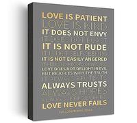 Love Is Patient Love Is Kind Wall Art Canvas Framed,Christian Home Decor | 1 Corinthians 13:4-8 Love Never Fails Bible Verse Poster Print,Religious Scripture Quote Decor for Wedding Bedroom,12"×16"