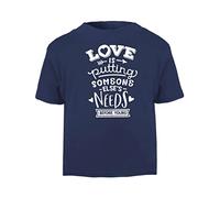 Love is Putting Someone Else's Needs Before Yours (Romantic Quotes for Couples, Anniversary) Short Sleeve Cotton Toddler t Shirt, 1-2 Years, Navy