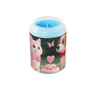 Love Is Sweet Animal Cat Dog Colorful Reusable Paw Cleaner Cup with Soft Silicone Brush Essential For All Pets Owners for Small Medium Large Breed Dogs, Cats