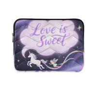 Love is Sweet Animal Unicorns Blue Laptop Sleeve Case 15-16 Inch Soft Lining Sleeve for Laptops for Work Travel