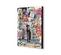Love Is The Answer - Albert Einstein - Banksy Style - Canvas Wall Art Framed Print - Various Sizes (A1 32x24 inches)
