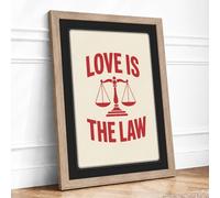 Love Is The Law Typography Framed Wall Art Print A4 Oak