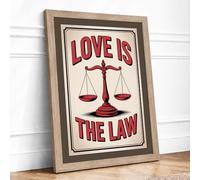 Love Is the Law Vintage Framed Wall Art Print A4 Oak