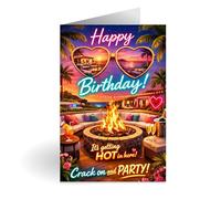 Love Island Tropical Birthday Card - Reality TV Villa Inspired Design - “It’s Getting Hot in Here” Party Card - A5 Luxury Greeting Card with Envelope - Birthday Card for Him or Her
