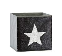 LOVE IT STORE IT Children's Storage Box - Toy Box with Reversible Sequins - Reinforced with Cardboard - Grey with Star in Black or Silver - 32 x 32 x 32 cm