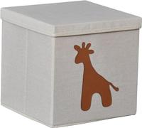 LOVE IT STORE IT - Folding Storage Box in Linen Cotton, Lid and Wooden Reinforcements, Giraffe Design, Beige, Perfect for Kallax, 33 x 33 x 33 cm