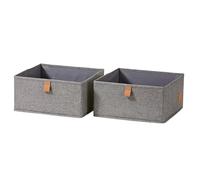 LOVE IT STORE IT Premium Drawer Box, 2-Piece Organiser for the Wardrobe, Made of Linen, Reinforced with Cardboard, Set of Two Small Boxes, Grey, 15 x 30 x 15 cm