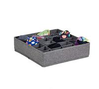 LOVE IT STORE IT Premium Drawer Organiser Wardrobe Organiser System with 24 Compartments Made of Linen, Reinforced with Cardboard Grey 30 x 30 x 8 cm