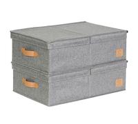 LOVE IT STORE IT Premium Pack of 2 Storage Boxes with Lid, M, Made of Linen Fabric, Set of 2 Medium Boxes, Sturdy, Grey, 50 x 33 x 16 cm Each