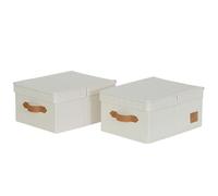 LOVE IT STORE IT Premium Set of 2 Storage Boxes with Lid S - Made of Linen Fabric - Set of 2 Small Box - Beige - Each 33 x 25 x 16 cm