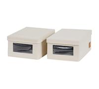 LOVE IT STORE IT Premium Shoe Box with Viewing Window, Beige, Set of 2