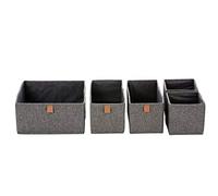 LOVE IT STORE IT Premium Storage Basket, 5 Pieces, Cabinet Organiser Made of Linen Fabric, Reinforced with Cardboard, Grey, 5 Boxes in 3 Sizes