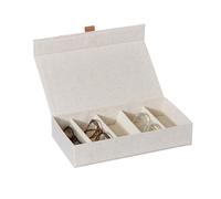 LOVE IT STORE IT Premium Storage Box for Glasses - Glasses Box Made of High-Quality Linen Cotton Blend, Velvet Interior - with 5 Compartments - Beige - 30 x 17 x 6 cm