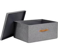 LOVE IT STORE IT Premium Storage Box with Lid - Box Made of Linen Fabric - Large and Sturdy Box - Grey - 54 x 40 x 25 cm