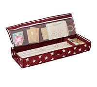 LOVE IT STORE IT Storage Bag for Wrapping Paper - Organiser for Wrapping Paper Rolls - With Compartments for Gift Ribbons - Red with Stars - 90 x 30 x 12 cm