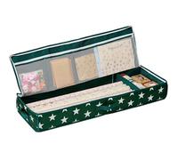 LOVE IT STORE IT Storage Bag for Wrapping Paper - Organiser for Wrapping Paper Rolls - With Compartments for Gift Ribbons - Green with Stars - 90 x 30 x 12 cm