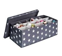 LOVE IT STORE IT Storage Box for Christmas Baubles - Box for Fabric Christmas Tree Decorations - Reinforced with Cardboard - 30 Compartments - Grey with Stars - 58 x 36 x 25 cm