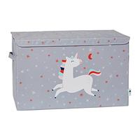 Love it Store it Storage Box with Lid - Fabric Toy Chest - Robust and Extra Stable - Grey with Unicorn - 62 x 38 x 39 cm