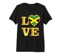 Love Jamaica Independence Day Jamaican Heart Jamaica Flag Premium T-Shirt