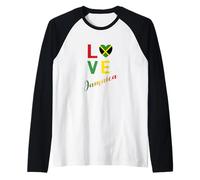Love Jamaican Flag Blouse For Independence Carnival Festival Raglan Baseball Tee