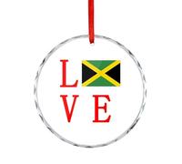 Love Jamaican Flag Decorative Hanging Glass Ornaments Christmas Tree Decorations Indoor Home Pendant Gifts 1PCS