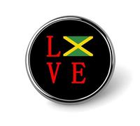 Love Jamaican Flag Round Lapel Pins Decorative Metal Brooches Funny Button Badge for Clothing Bag Hat Gifts