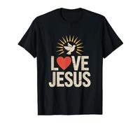 Love Jesus Heart Dove Sunburst Message Value Graphic T-Shirt, Men, Black, L