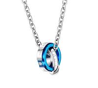 Love Jewelry Blue Color steel Circles Pendant Necklace for Men and Women