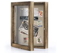Love-KANKEI 8x10 Shadow Box Frame with Linen Back Picture Memory Box Display Medals for Tabletop or Wall Mount Carbonized Black