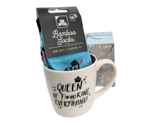 Love Kates Queen of F*@King Everything Mug & Socks Set for Her The Queen Gift Set Gift Idea MSISO166F