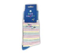 Love Kates Snazzy Socks Bee Happy Stripey Ladies Socks Size 4-7 Novelty Sock Gift LKSOCK010