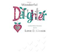Love & Kisses Wonderful Daughter Festive Cheer Sparkly Christmas Greeting Card XFC033