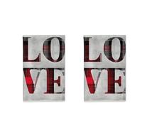 Love Kitchen Towels Set of 2, Rustic Modern Plaid Red Valentine's Day Red Absorbent Soft Kitchen Hand Towels New Home Essentials 16x24 Inch