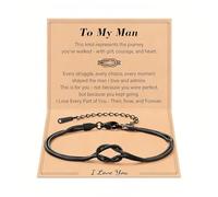 Love Knot Black Bracelet, To My Men/Husband/Son Infinity Love Knot Bracelet, Adjustable Infinity Rope Bracelets Men Jewelry Gift for Christmas Birthday Anniversary Valentine (Man)