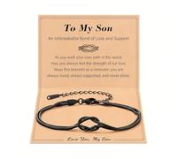 Love Knot Black Bracelet, To My Men/Husband/Son Infinity Love Knot Bracelet, Adjustable Infinity Rope Bracelets Men Jewelry Gift for Christmas Birthday Anniversary Valentine (Son)