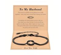 Love Knot Black Bracelet, To My Men/Husband/Son Infinity Love Knot Bracelet, Adjustable Infinity Rope Bracelets Men Jewelry Gift for Christmas Birthday Anniversary Valentine (Husband)